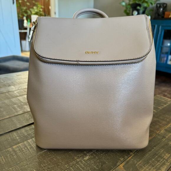 DKNY Top Zip With Handle, Beige Backpack, Bag - Picture 1 of 7